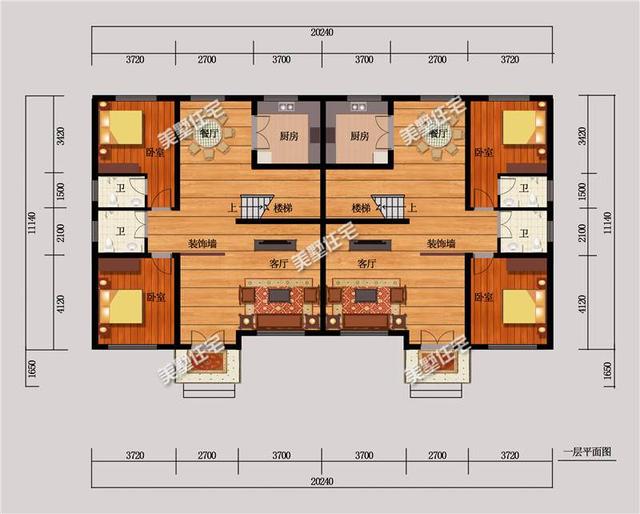 3款兄弟雙拼別墅設(shè)計(jì)圖，經(jīng)典實(shí)用，精致大氣，利于兄弟和睦。