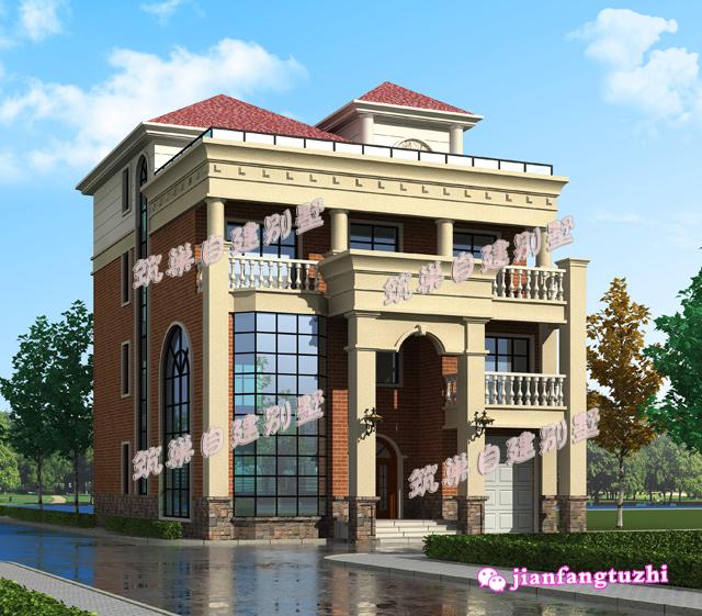 12米x16米農(nóng)村四層別墅設(shè)計(jì)圖，帶大露臺(tái)，大氣美觀，方便實(shí)用。