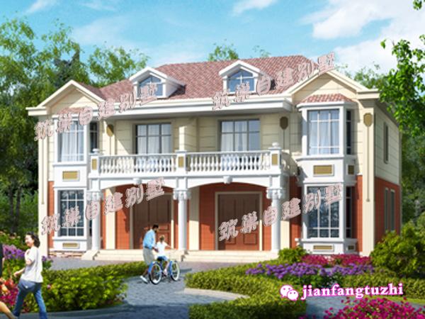 16.8米x12.8米農(nóng)村雙拼二層別墅設(shè)計圖，精致漂亮，造價40萬！