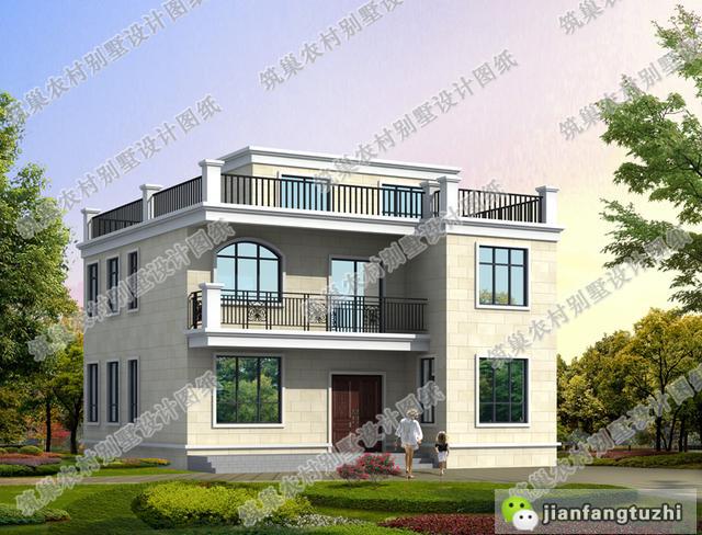 占地130平米二層平屋頂農(nóng)村自建房，戶型簡單，美觀漂亮，22萬就能蓋起！