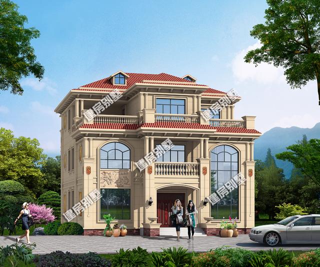 13.6x17米超大氣三層別墅設(shè)計圖，超級漂亮一款房子