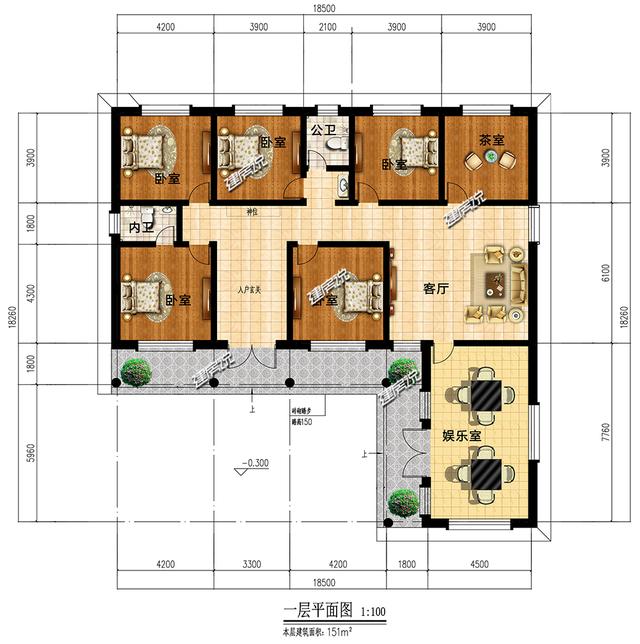 中國風(fēng)農(nóng)村別墅設(shè)計(jì)圖，布局合理，溫馨舒適