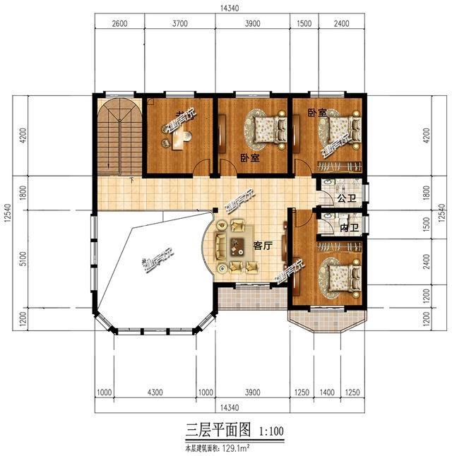 三層別墅設(shè)計(jì)圖，漂亮大氣，建一棟，讓別人羨慕去吧