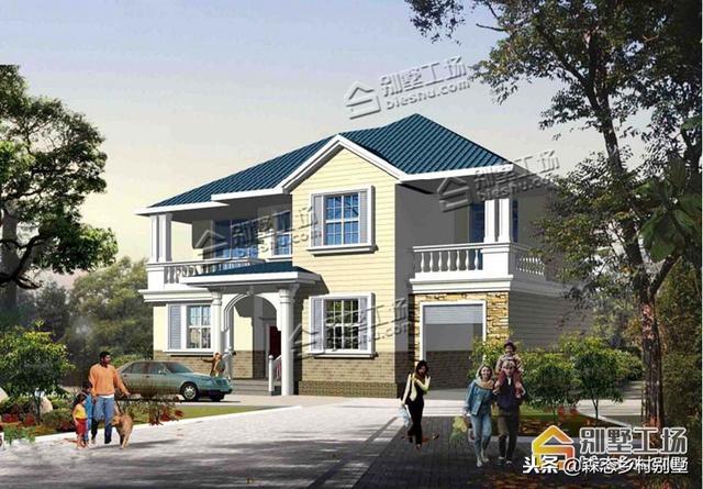 二層別墅設(shè)計(jì)圖，帶車庫和堂屋，在農(nóng)村是非常實(shí)用的