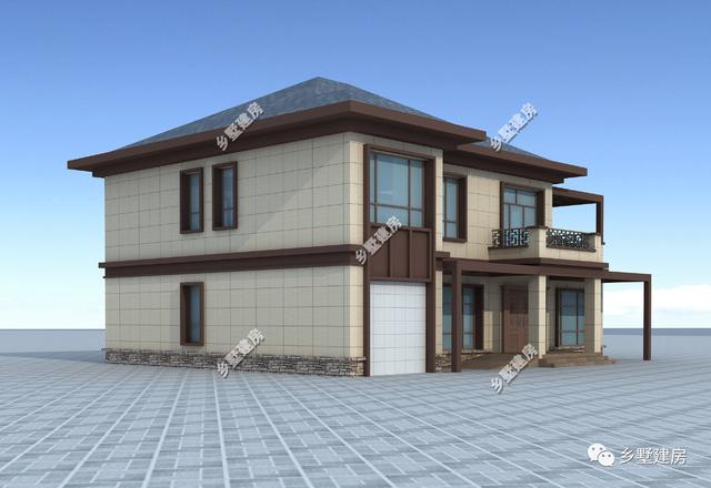 15米X12米新中式二層農(nóng)村別墅設計圖，優(yōu)雅時尚，碰撞間盡顯不凡！