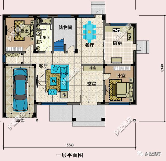 15米X12米新中式二層農(nóng)村別墅設計圖，優(yōu)雅時尚，碰撞間盡顯不凡！