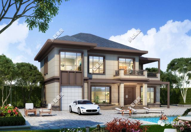 15米X12米新中式二層農(nóng)村別墅設計圖，優(yōu)雅時尚，碰撞間盡顯不凡！