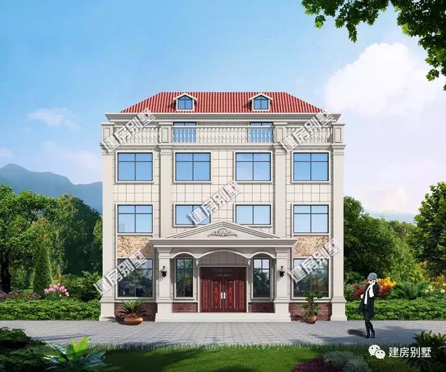 14米×12.4米四層雙拼別墅設(shè)計圖，豪華氣派，帶大客廳+獨(dú)立廚房，辦起喜事擺起酒來，就不用去借場地了。