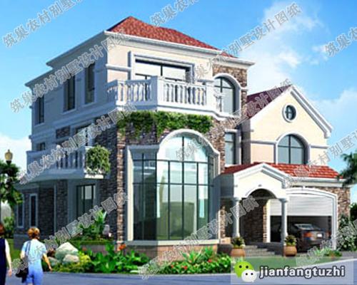 15米×15米復(fù)式三層別墅設(shè)計(jì)圖，布局合理，帶車(chē)庫(kù)，適合三代同堂居住！