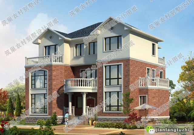 占地223平方米復(fù)式三層自建房，漂亮大方，造價60萬，適合農(nóng)村擁有大宅基地的家庭建造。