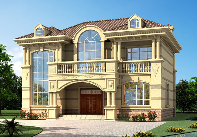 2019年新款別墅外觀(guān)圖及全套施工圖紙，占地面積13×10米