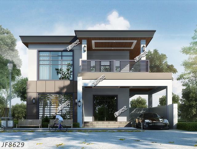 占地158平二層現(xiàn)代別墅設(shè)計圖，帶有大車庫，實用，30萬就能蓋起！