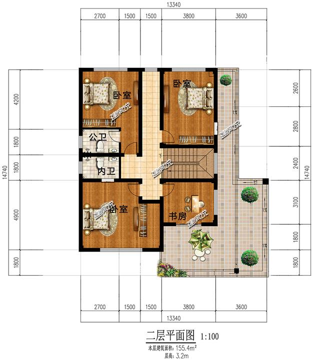 占地158平二層現(xiàn)代別墅設(shè)計圖，帶有大車庫，實用，30萬就能蓋起！
