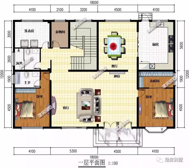18米×12米平屋頂三層別墅設(shè)計(jì)圖，帶堂屋和雙露臺(tái)，簡(jiǎn)約又實(shí)用，適合大家庭居住。