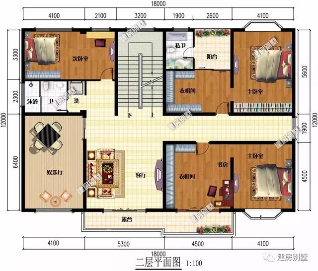 18米×12米平屋頂三層別墅設(shè)計(jì)圖，帶堂屋和雙露臺(tái)，簡(jiǎn)約又實(shí)用，適合大家庭居住。