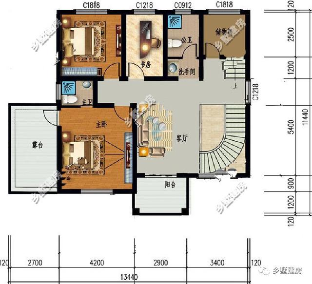 13.4米X11.4米農(nóng)村三層小別墅設(shè)計(jì)圖，大氣時(shí)尚，有沒有讓你們蠢蠢欲動(dòng)呢？