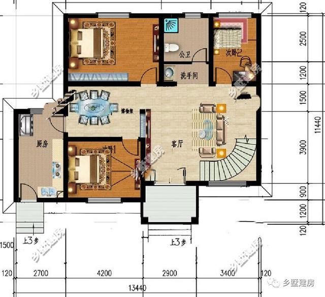 13.4米X11.4米農(nóng)村三層小別墅設(shè)計(jì)圖，大氣時(shí)尚，有沒有讓你們蠢蠢欲動(dòng)呢？