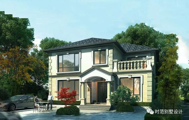 占地150平歐式二層別墅設(shè)計(jì)圖，帶大露臺(tái)和書房，空間利用率高，比城里好太多