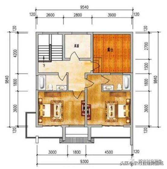 二層中式平屋頂農(nóng)村自建房，外觀簡(jiǎn)潔，室內(nèi)布局大方舒適，南北老百姓最?lèi)?ài)戶(hù)型
