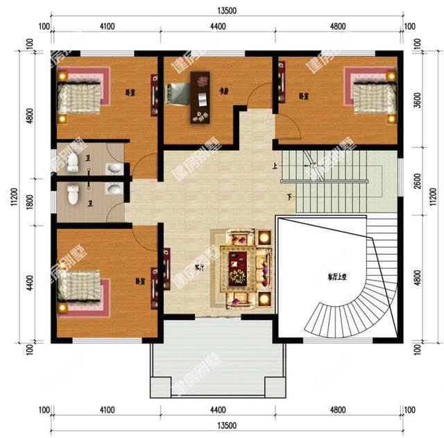 占地147平方米三層自建房，帶旋轉(zhuǎn)樓梯+客廳挑空設(shè)計(jì)，人人看了都喜歡！