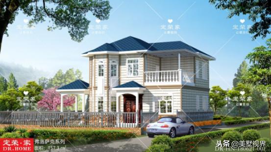 10.7米X10.4米農(nóng)村二層別墅設(shè)計(jì)圖，外觀經(jīng)典耐看、施工簡單，而且造價(jià)相當(dāng)經(jīng)濟(jì)。