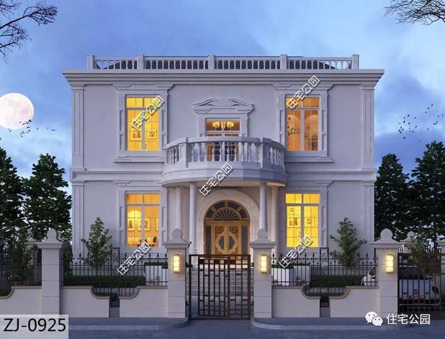 占地214平二層農(nóng)村法式別墅設(shè)計圖，臥室?guī)б旅遍g和衛(wèi)生間的體驗才高級