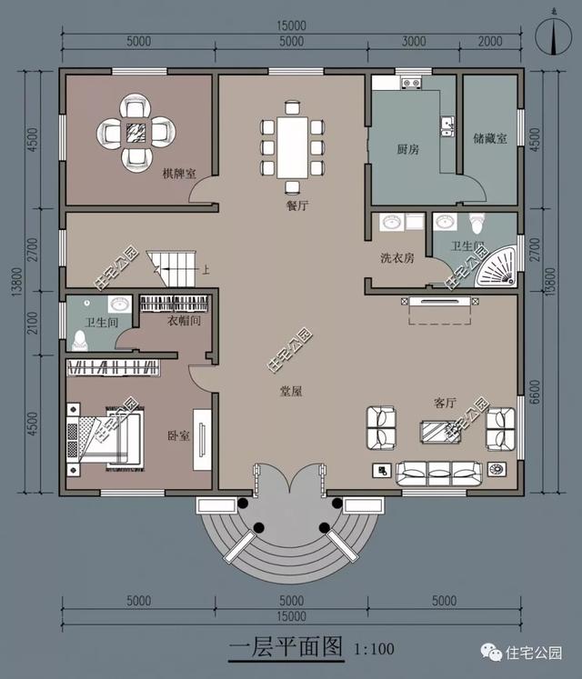 占地214平二層農(nóng)村法式別墅設(shè)計圖，臥室?guī)б旅遍g和衛(wèi)生間的體驗才高級
