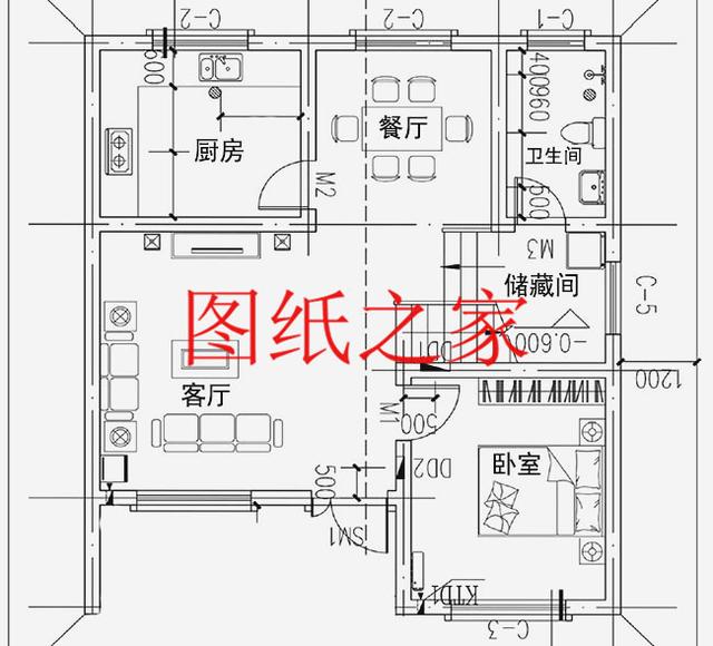 占地90平米左右的二層別墅，開間不到10米，非常實(shí)用的小戶型！