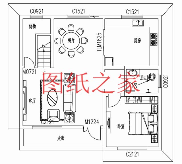 占地90平米左右的二層別墅，開間不到10米，非常實(shí)用的小戶型！
