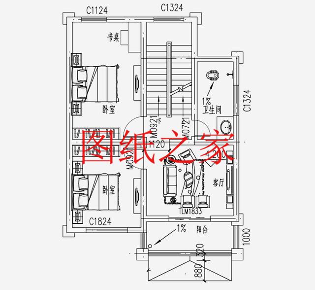 占地90平米左右的二層別墅，開間不到10米，非常實(shí)用的小戶型！