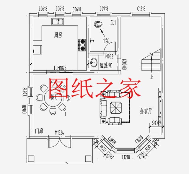 占地90平米左右的二層別墅，開間不到10米，非常實(shí)用的小戶型！