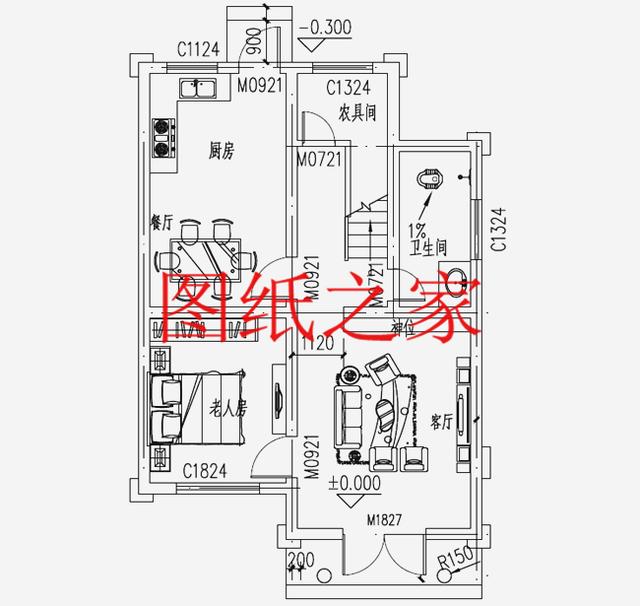 占地90平米左右的二層別墅，開間不到10米，非常實(shí)用的小戶型！