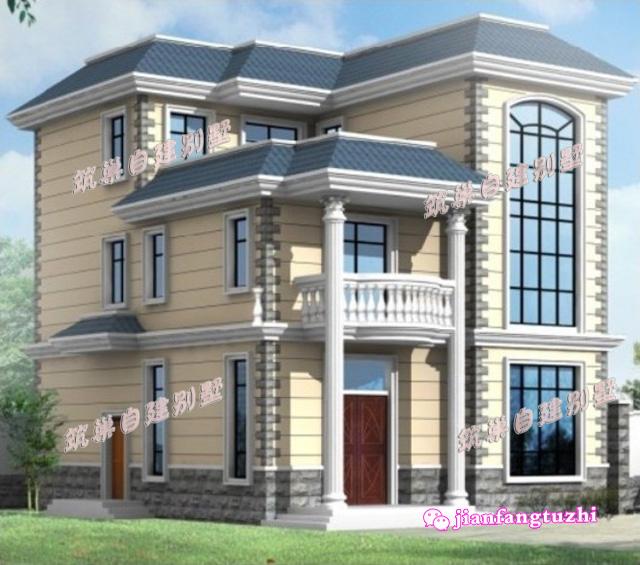 占地135平方米簡約三層農(nóng)村自建房，布局合理，方正大氣。