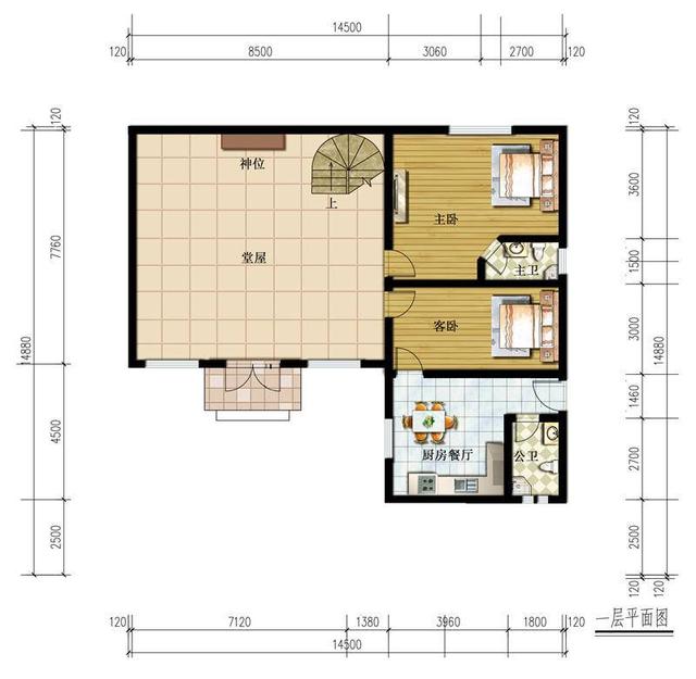 占地145平方米二層新中式別墅設(shè)計(jì)圖，帶堂屋+陽(yáng)光房，古風(fēng)古色！