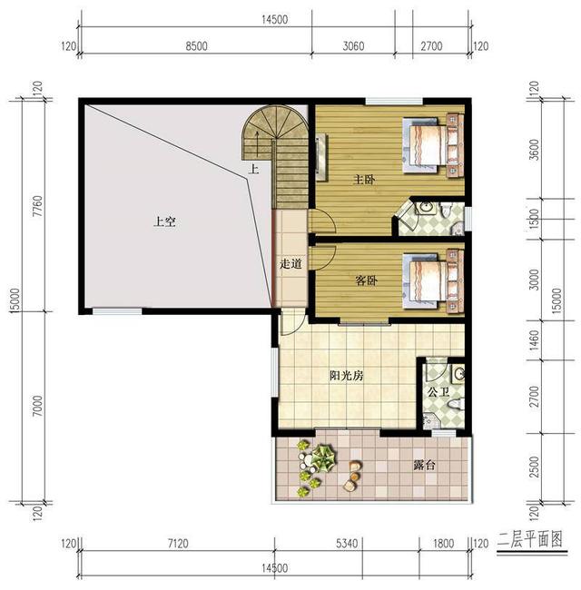 占地145平方米二層新中式別墅設(shè)計(jì)圖，帶堂屋+陽(yáng)光房，古風(fēng)古色！