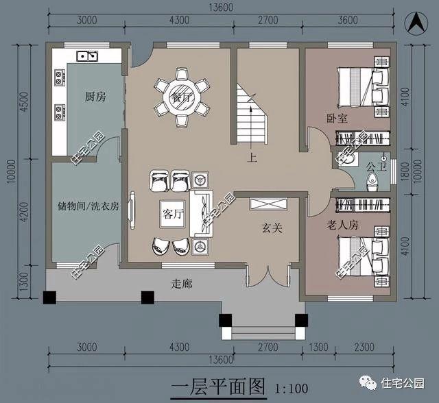 13.6X10米二層農(nóng)村別墅設計圖，這樣的設計絕對能令你滿意！