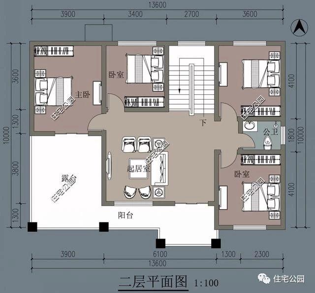 13.6X10米二層農(nóng)村別墅設計圖，這樣的設計絕對能令你滿意！