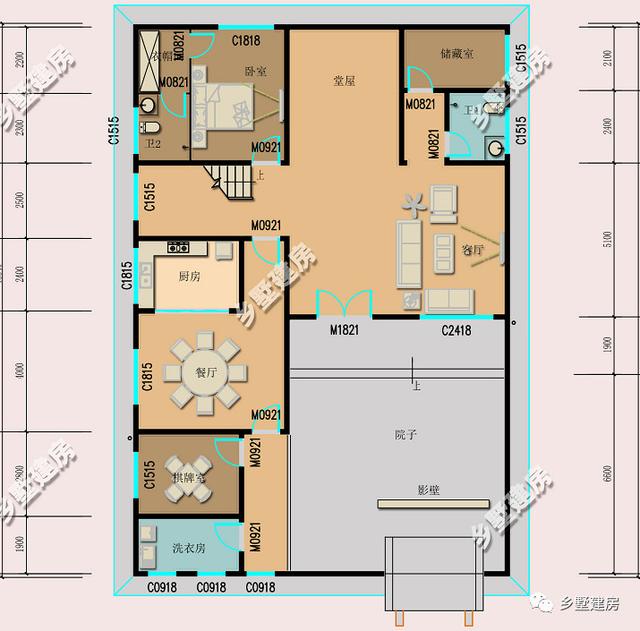 12.54×18.34米二層中式自建房，十分的有古典氣息，我猜，你一定喜歡！
