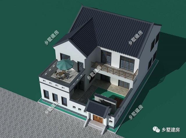 12.54×18.34米二層中式自建房，十分的有古典氣息，我猜，你一定喜歡！