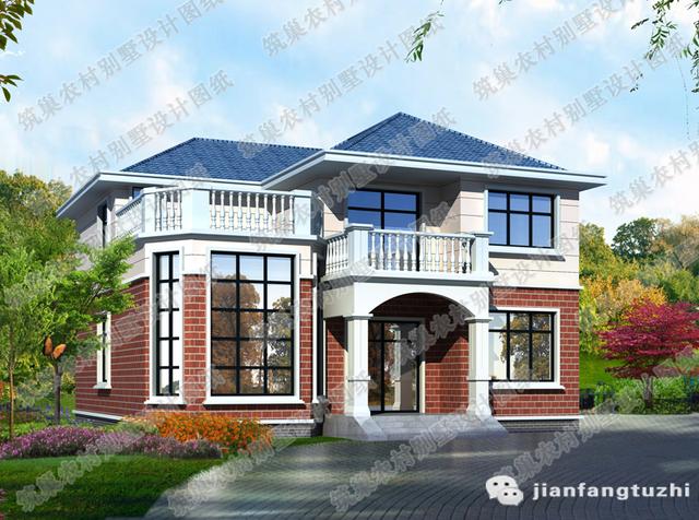 占地168平農(nóng)村二層自建房，簡(jiǎn)單又耐看，戶(hù)型精致美觀，帶圍廊+露臺(tái)