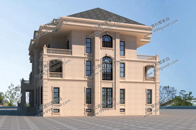 古典歐式和徽派中式結(jié)合的別墅設(shè)計圖，造型挺別致。