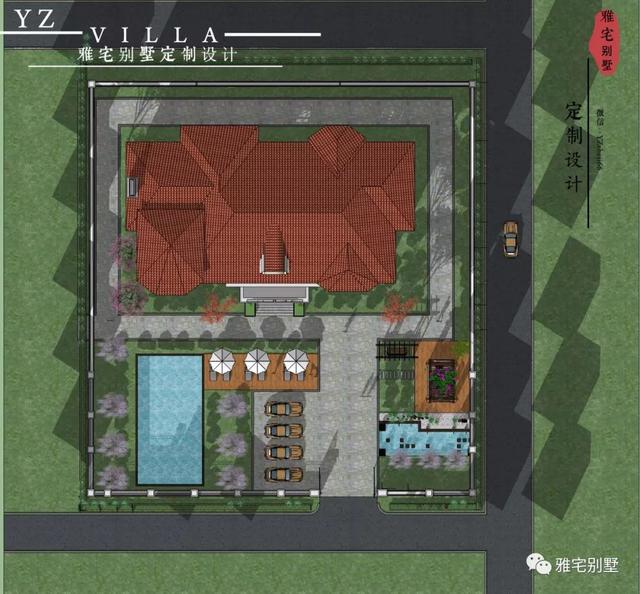 三層千平歐式豪華別墅設(shè)計(jì)圖，挑空客廳，頂層八角涼亭。