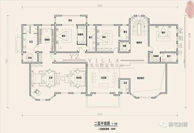 三層千平歐式豪華別墅設(shè)計(jì)圖，挑空客廳，頂層八角涼亭。