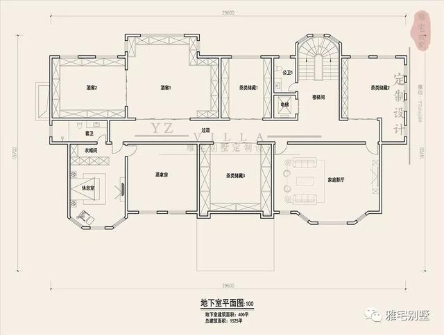三層千平歐式豪華別墅設(shè)計(jì)圖，挑空客廳，頂層八角涼亭。