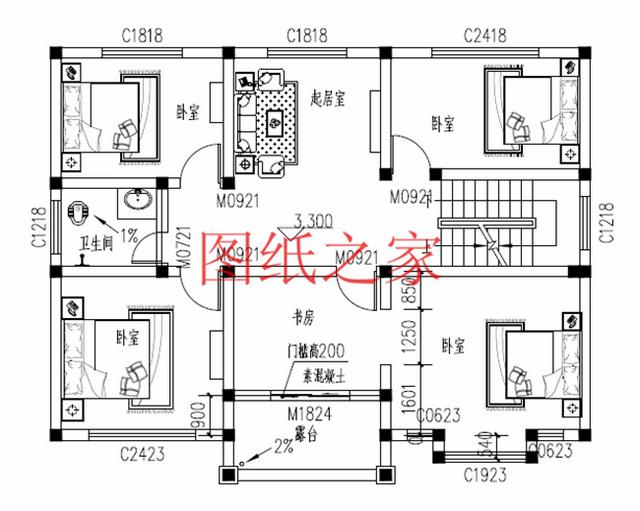 30萬三層別墅設(shè)計(jì)圖，100平米的方正戶型，舒適宜居、美觀大氣！