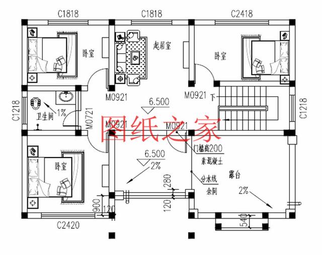 30萬三層別墅設(shè)計(jì)圖，100平米的方正戶型，舒適宜居、美觀大氣！