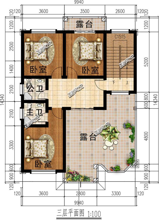 2棟三層簡歐別墅設計圖，外型極美，讓您一見鐘情無法自拔。