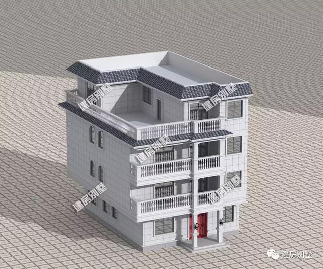 平屋頂+大露臺農(nóng)村自建房，室外晾曬空間多。