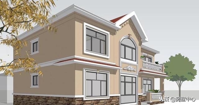 雙層歐式別墅設(shè)計(jì)圖，自帶車庫和露臺(tái)，老少皆宜。