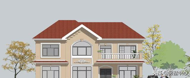 雙層歐式別墅設(shè)計(jì)圖，自帶車庫和露臺(tái)，老少皆宜。